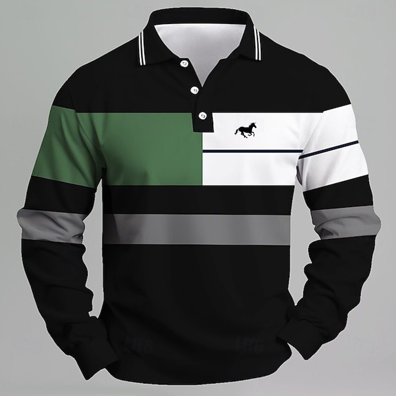 Golf Equipment Wholesale - Мужская полосатая рубашка-поло с логотипом единорога